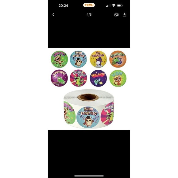 500pcs/roll Reward Stickers Spanish Encouragement Sticker Roll For Students Moti - Picture 4 of 5